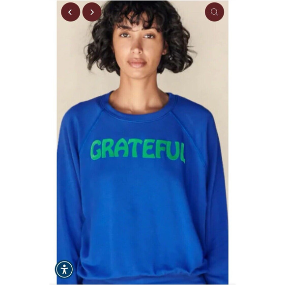 SUNDRY GRATEFUL Sweatshirt Bright Lapis Sze Medium‎ Designer All Season Sold Out - Picture 1 of 12